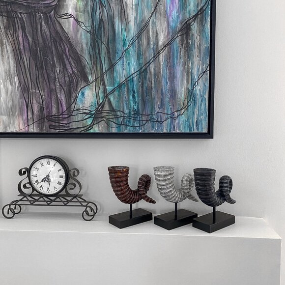 Handmade Black Wooden Spiral Horn - Viking / Skyrim Style - Picture 7 of 9